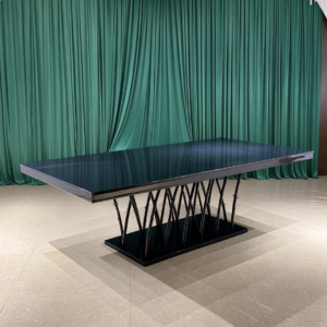 Black top cross branch leg wedding banquet table from Xingchen Furniture