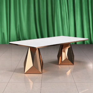 3ad369fc-a2ad-495b-9597-6949bcd881e5 White top geometric pyramid leg wedding banquet table from Xingchen Furniture