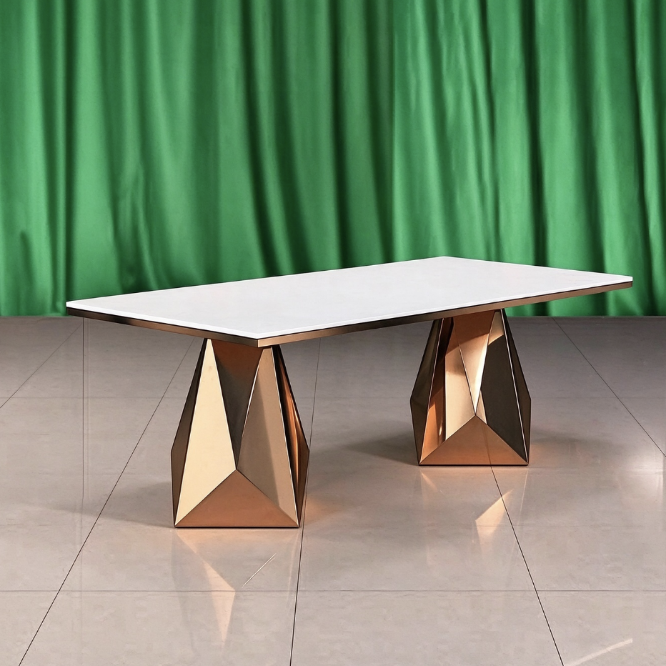 White top geometric pyramid leg wedding banquet table from Xingchen Furniture