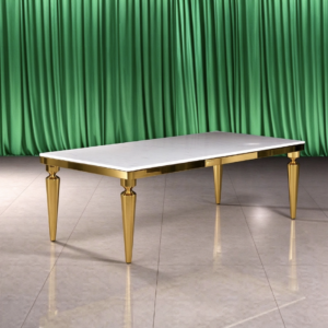 White top gold tapered leg wedding banquet table Xingchen Furniture