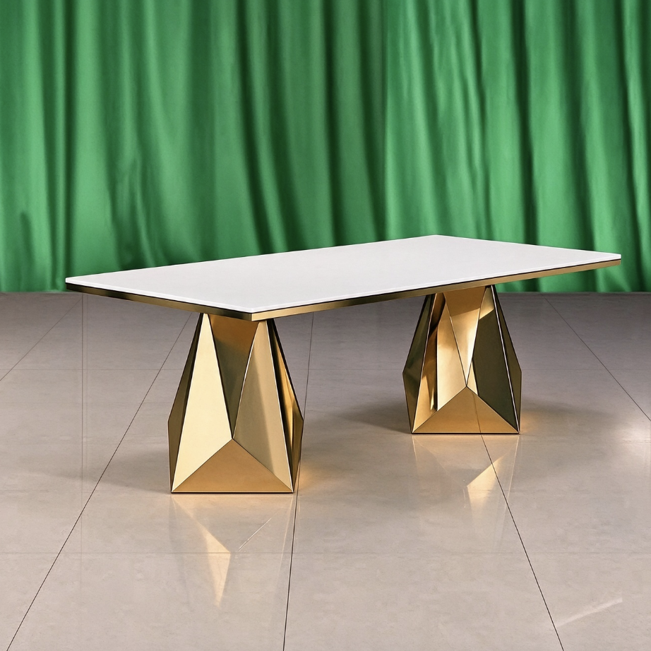 White top geometric pyramid leg wedding banquet table from Xingchen Furniture