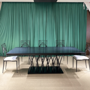 Black top cross branch leg wedding banquet table from Xingchen Furniture